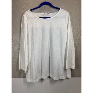 Vineyard Vines White Seersucker 3/4 Length‎ Sleeve Shirt Womens Top Size Large